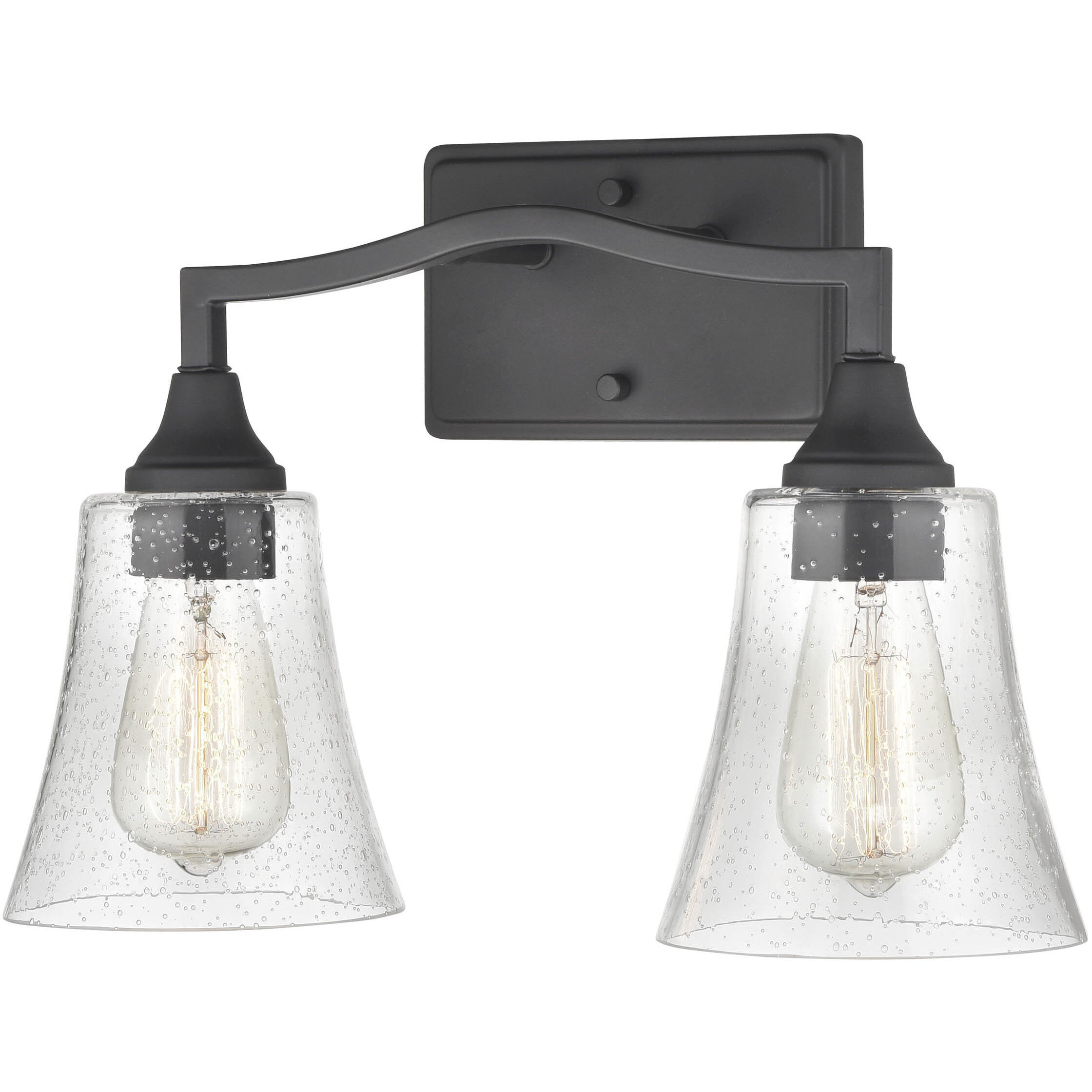 Caily 2 Light 15.75 inch Matte Black Bathroom Vanity Light Wall Light